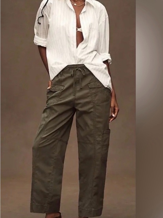 Pilcro Pants - Women’s Pilcro from Anthropologie Olive Barrel Leg Pants